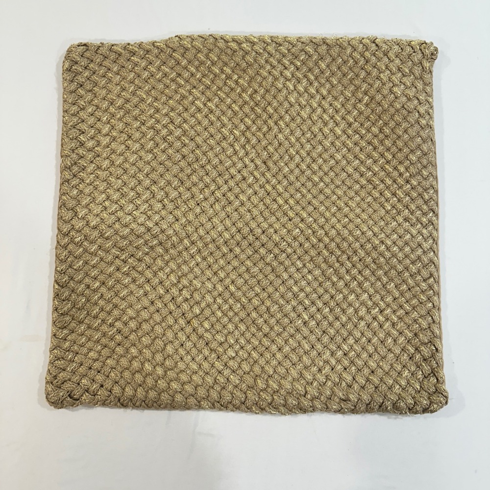 Pottery Barn Jute Gold Metallic Pillow Cover 18x18 Woven Boho Textured Zip